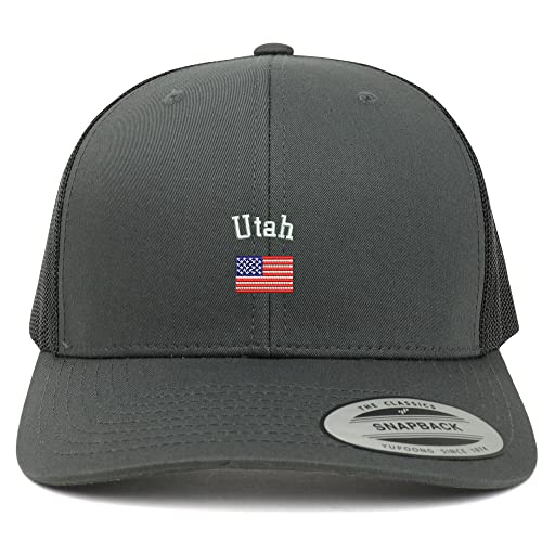 Trendy Apparel Shop Utah USA Flag 6 Panel Trucker Mesh Cap