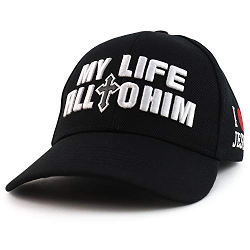 Trendy Apparel Shop My Life All to Him Cross 3D Embroidered Jesus Baseball Cap