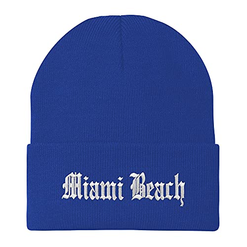 Trendy Apparel Shop Miami Beach Old English Embroidered Long Cuff Beanie