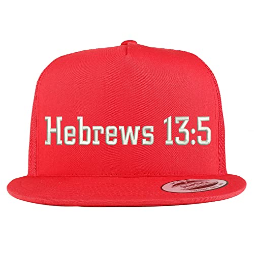 Trendy Apparel Shop Hebrews 13:5 5 Panel Flatbill Trucker Cap