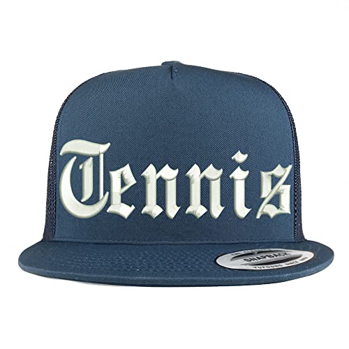 Trendy Apparel Shop Old English Tennis 5 Panel Flatbill Trucker Cap