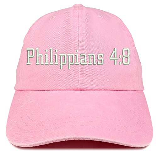 Trendy Apparel Shop Philippians 4:8 Washed Pigment Dyed Baseball Cap