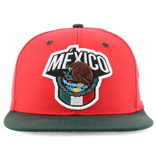 Trendy Apparel Shop 6 Panel Structured Mexico Eagle Flat Bill Snapback Baseball Cap
