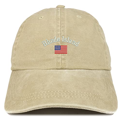Trendy Apparel Shop Rhode Island USA Flag Pigment Dyed Washed Baseball Cap