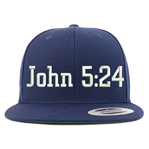 Trendy Apparel Shop John 5:24 Embroidered Flatbill Snapback