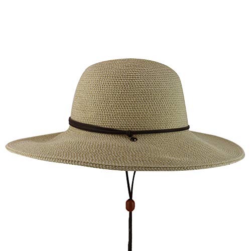 Trendy Apparel Shop UPF 50+ Paper Braid Tweed 4" Brim Sun Hat with Chin Cord
