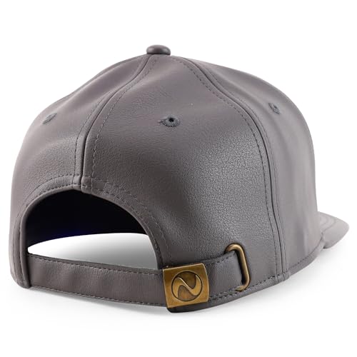 Trendy Apparel Shop Structured 6 Panel Flatbill PU Leather Baseball Cap
