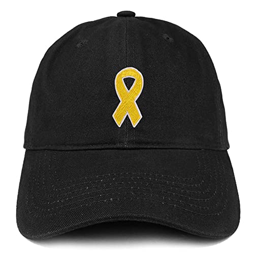 Trendy Apparel Shop Childhood Cancer Awareness Gold Ribbon Patch Low Profile Soft Cotton Baseball Cap