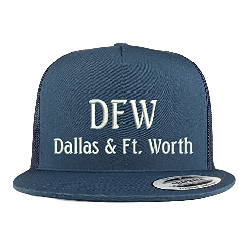 Trendy Apparel Shop DFW Dallas and Fort Worth Embroidered 5 Panel Flatbill Trucker Cap