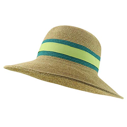 Trendy Apparel Shop UPF 50+ Two Tone Ribbon Hat Band Wide Brim Sun Hat