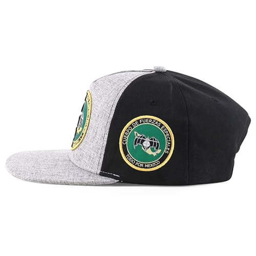 Trendy Apparel Shop Gafes Mexican Army Embroidered Flat Bill Snapback Cap