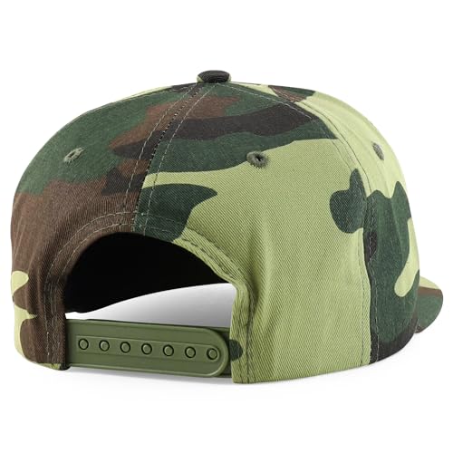 Trendy Apparel Shop 7 Panel Cotton Structured Flat Bill Camper Style Snapback Cap