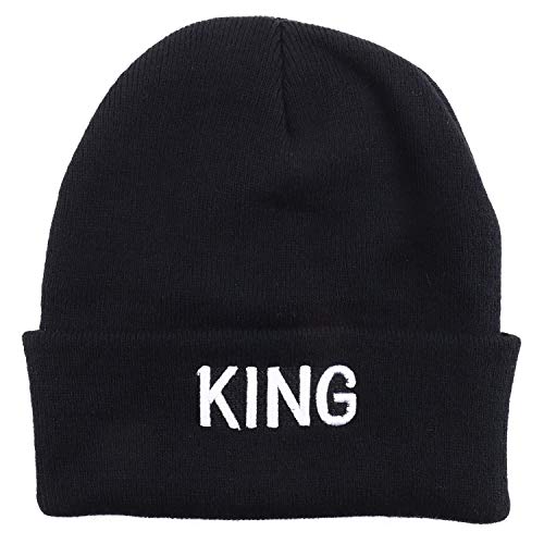 Trendy Apparel Shop 3D Embroidered Cuff Long Winter Acrylic Beaine Hat