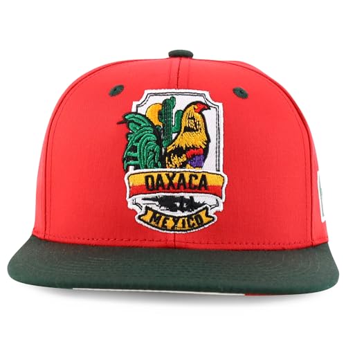 Trendy Apparel Shop Cities of Mexico with Rooster Embroidered Flatbill Snapback Cap