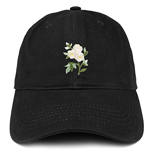 Trendy Apparel Shop White Rose Patch Low Profile Soft Cotton Baseball Cap