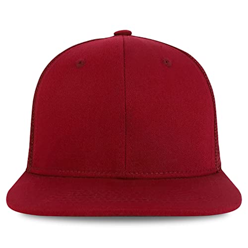 Trendy Apparel Shop Plain Solid Cotton Mesh Flatbill Snapback Cap