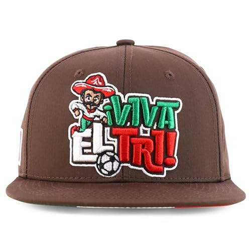 Trendy Apparel Shop Mexico El Tri Soccer Theme Embroidered Flatbill Snapback Cap