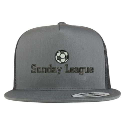 Trendy Apparel Shop Soccer Sunday League Embroidered 5 Panel Flatbill Trucker Mesh Cap