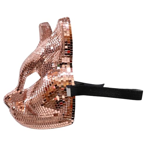 Trendy Apaprel Shop Women's Disco Mirror Glass Cat Half Mask Costume Accessory