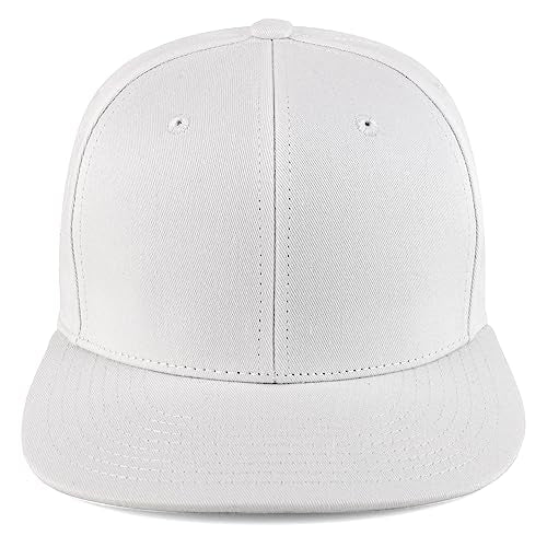Trendy Apparel Shop 100% Cotton Plain Structured 6 Panels Flatbill Snapback Baseball Cap