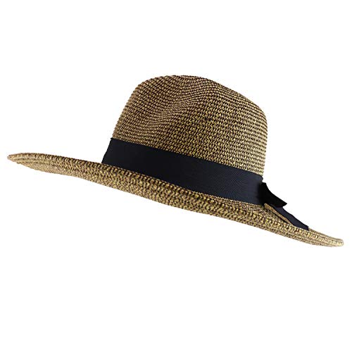 Trendy Apparel Shop Women's Fedora Crown Ribbon Band Wide Brim Sun Hat
