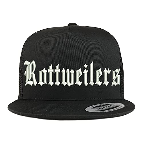 Trendy Apparel Shop Old English Rottweilers 5 Panel Flatbill Trucker Cap