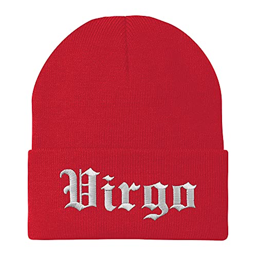 Trendy Apparel Shop Virgo Old English Embroidered Long Cuff Beanie