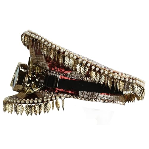 Trendy Apparel Shop Festival Party Sparkly Sequin Rhinestone Captain Hat