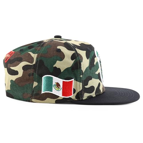 Trendy Apparel Shop 6 Panel Structured Mexico Eagle Flat Bill Snapback Baseball Cap