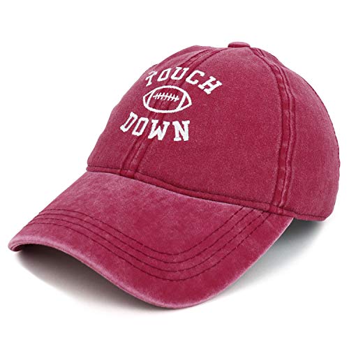 Trendy Apparel Shop Touch Down Football Embroidered Washed Cotton Baseball Cap