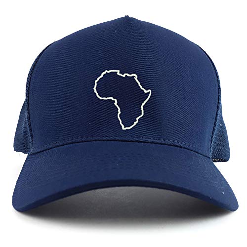 Trendy Apparel Shop Africa Map Outline Embroidered Oversized 5 Panel XXL Trucker Mesh Cap