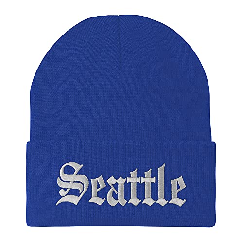 Trendy Apparel Shop Seattle Old English Embroidered Long Cuff Beanie