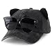 Trendy Apparel Shop Washed Cotton Cat Ear Baseball Cap with Sunglasses Holder