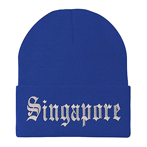Trendy Apparel Shop Singapore Old English Embroidered Long Cuff Beanie
