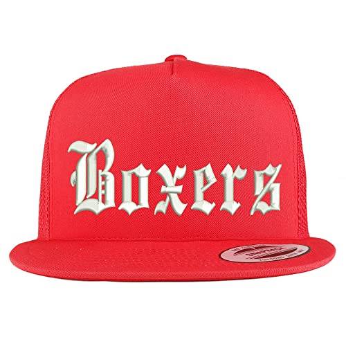 Trendy Apparel Shop Old English Boxers 5 Panel Flatbill Trucker Cap