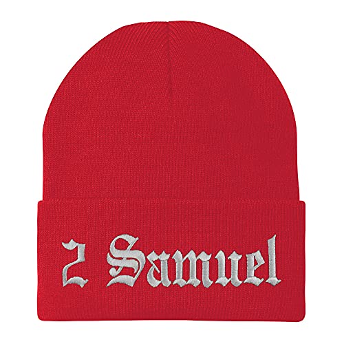 Trendy Apparel Shop 2 Samuel Old English Embroidered Long Cuff Beanie