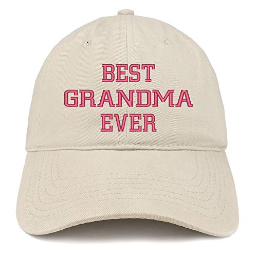 Trendy Apparel Shop Best Grandma Ever Pink Embroidered Soft Crown 100% Brushed Cotton Cap