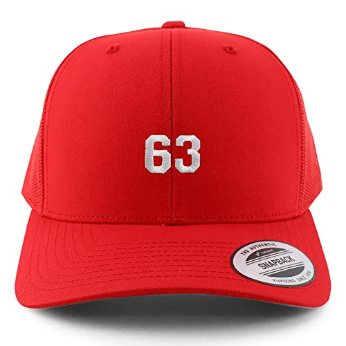 Trendy Apparel Shop Small Number 63 Embroidered 6 Panel Trucker Mesh Cap