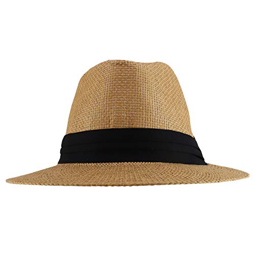 Trendy Apparel Shop Men's Paper Woven Flat Brim Summer Fedora Hat