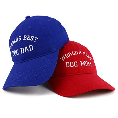 Trendy Apparel Shop World's Best Dog Mom and Dad Ever Soft Cotton 2 Pc Cap Set