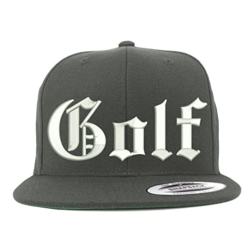 Trendy Apparel Shop Old English Golf Embroidered Flatbill Snapback