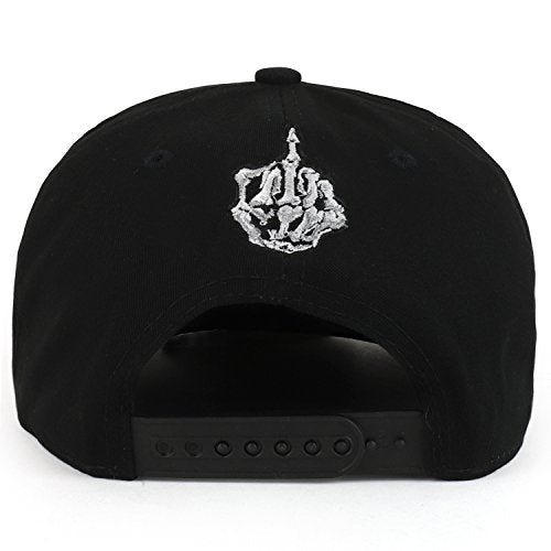 Trendy Apparel Shop Skeleton Middle Finger Embroidered Flatbill Snapback Cap