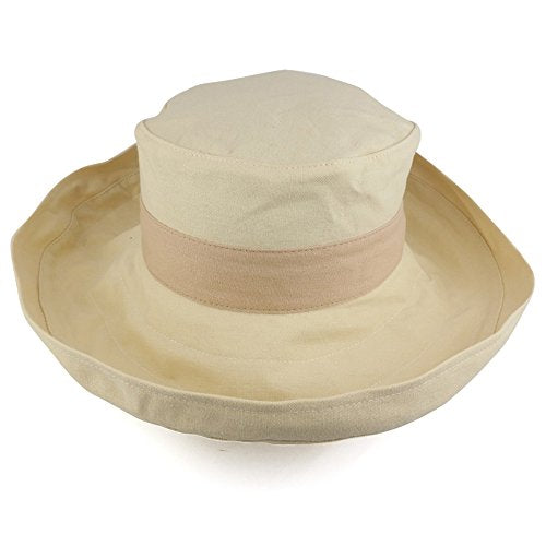 Trendy Apparel Shop Large Brim Summer Style Canvas Cotton Bucket Hat with Hat Band