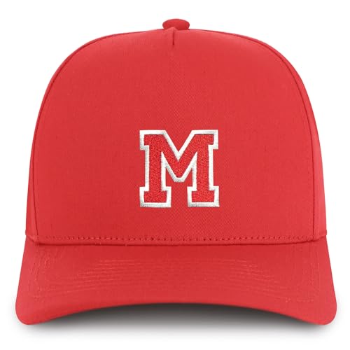 Trendy Apparel Shop Letter M Varsity Font 5 Panel Structured Baseball Cap