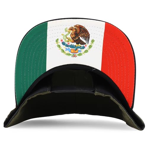 Trendy Apparel Shop 6 Panel Structured Mexico Eagle Flat Bill Snapback Baseball Cap