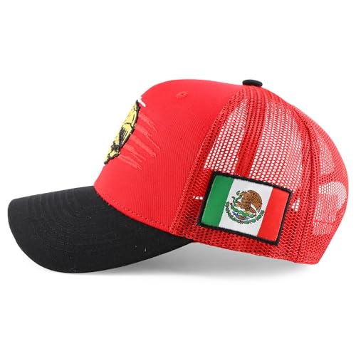 Trendy Apparel Shop Eagle Mexican American Flag 3D Embroidered Curved Bill Trucker Cap