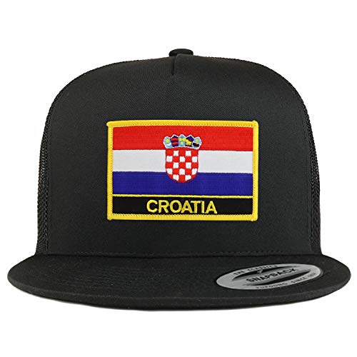 Trendy Apparel Shop Flexfit XXL Croatia Flag 5 Panel Flatbill Trucker Mesh Snapback Cap
