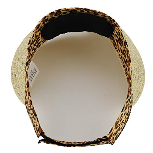 Trendy Apparel Shop Leopard Print Headband Paper Braid Adjustable Sun Visor Hat