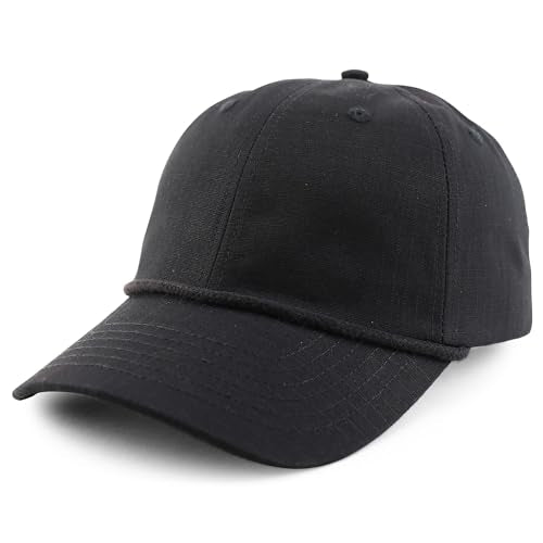 Trendy Apparel Shop Unstructured 6 Panel Rope Trim Cotton Ripstop Ball Cap
