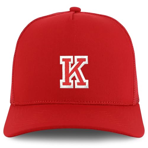 Trendy Apparel Shop Letter K Varsity Font 5 Panel Structured Trucker Cap